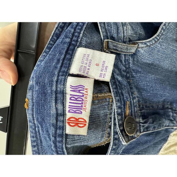 {SOLD} Vintage Bill Blass Denim Jean Boho Eyelet Embroidered Midi Skirt- Size 6 - Picture 4 of 9